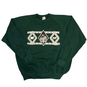 Vintage 1993 Santee Sweats Farmhouse Graphic Sweatshirt Green XXL Made in USA